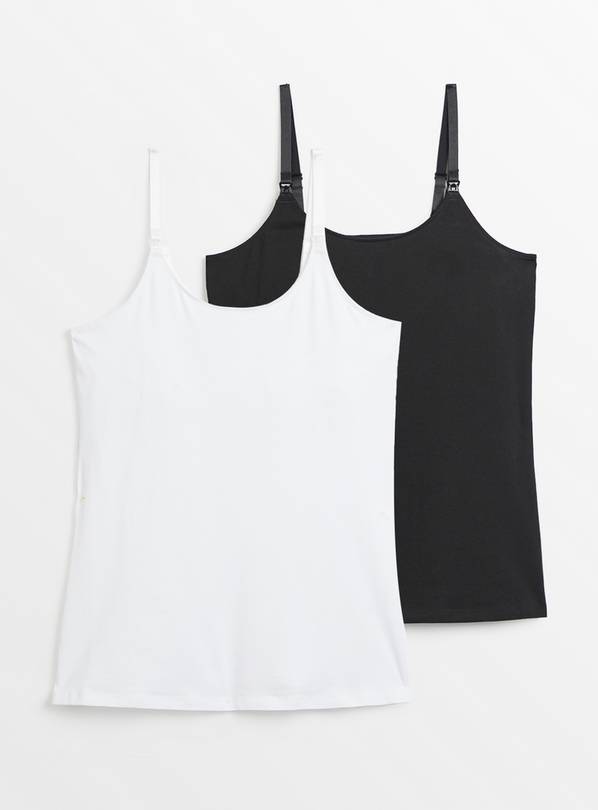 MATERNITY Nursing Monochrome Plain Cami Top 2 Pack 20